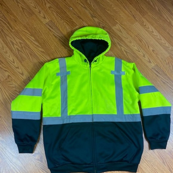 XL Hi Visibility Insulated Full Zip PPE black/neon Green - Picture 2 of 9